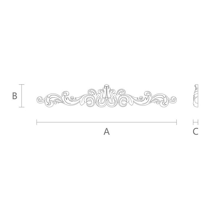 Dimensional diagram of wooden decor N-148.1 with parameters A, B and C