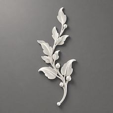 Relief decoration NPU-472R: elegant branch with leaves made of polyurethane. Room decoration