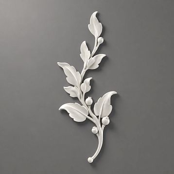 Relief decoration NPU-472R: elegant branch with leaves made of polyurethane. Room decoration