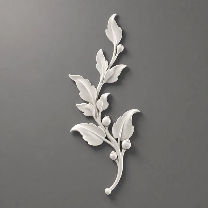 Relief decoration NPU-472R: elegant branch with leaves made of polyurethane. Room decoration