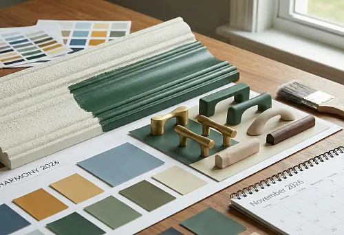 sample of paint-ready molding with green and white texture