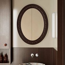 Carved oval frame RM-010 made of oak and beech with a laurel leaf pattern for decorating a mirror in a classic interior