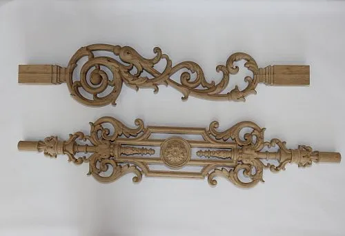 Two decorative balusters made of solid wood with exquisite artistic carving