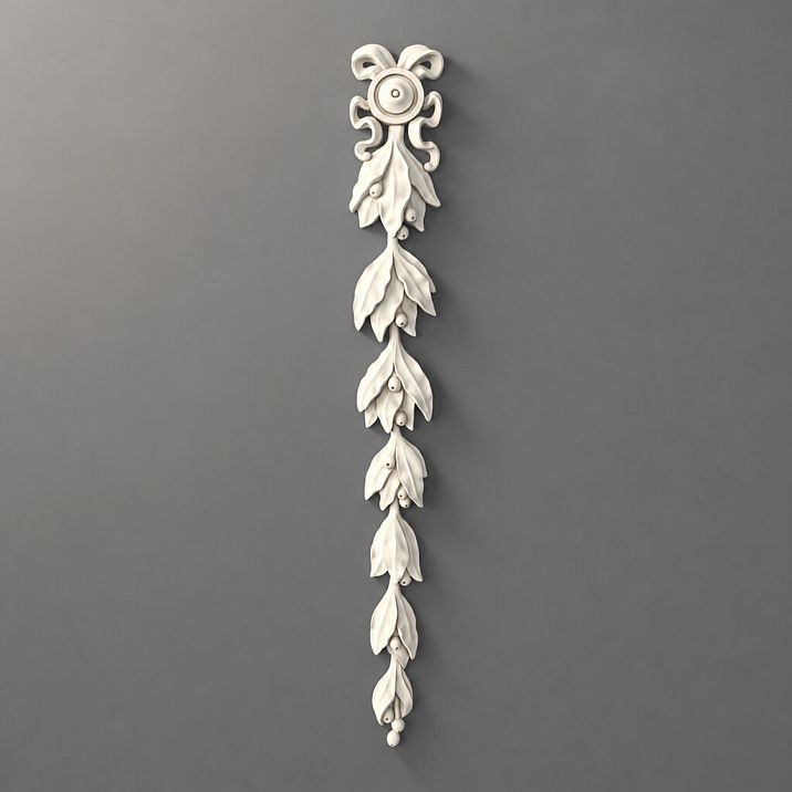 NPU-498 polyurethane molding decor &mdash; a vertical decorative overlay with floral ornament