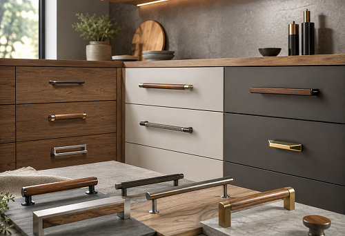 Facade with character: how to choose a furniture handle with an insert for wood, metal, and kitchen style