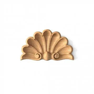 Decorative element made of natural wood N-203 in the shape of a shell with carving