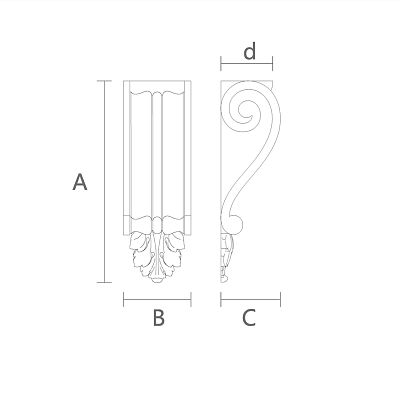Carved bracket из полиуретана KRPU-020 чертеж изделия