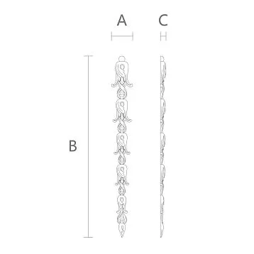 Carved wooden overlay N-502 made of solid oak &mdash; openwork vertical decor with a cascade of bells for furniture and interior