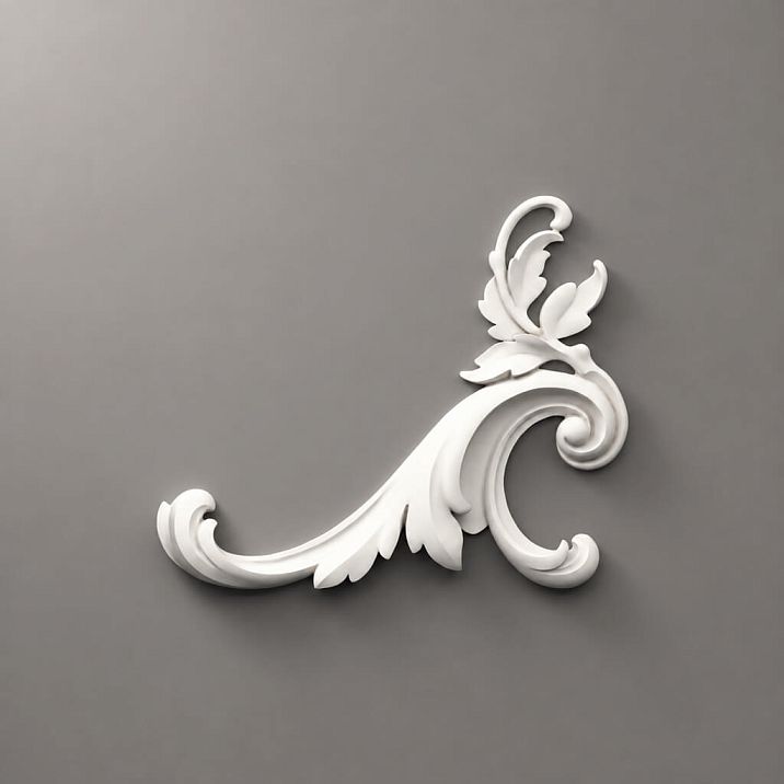 Molding decor NPU.VRS-002-4R &mdash; decorative polyurethane overlay with elegant scrolls.