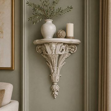 Shelf Versailles 009-002 with classic carved ornament in a light finish