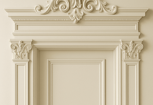 Sandrok trim with decorative ornament and elegant architectural elements for door frame decoration