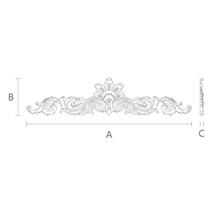 Overlay N-249 for furniture and facade decoration with carving drawing