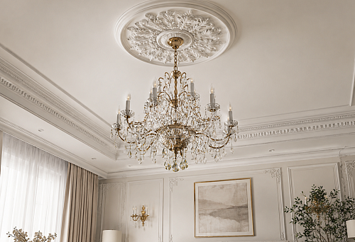 Ceiling rosette for chandelier STAVROS &mdash; polyurethane stucco