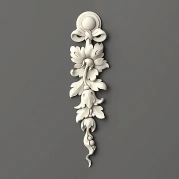 NPU-315R polyurethane decorative molding &mdash; vertical composition with leaves and scrolls for interior and facade use