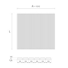 Drawing of slatted panel PAN-007 size 1010 mm with profile 23 &times; 8 mm