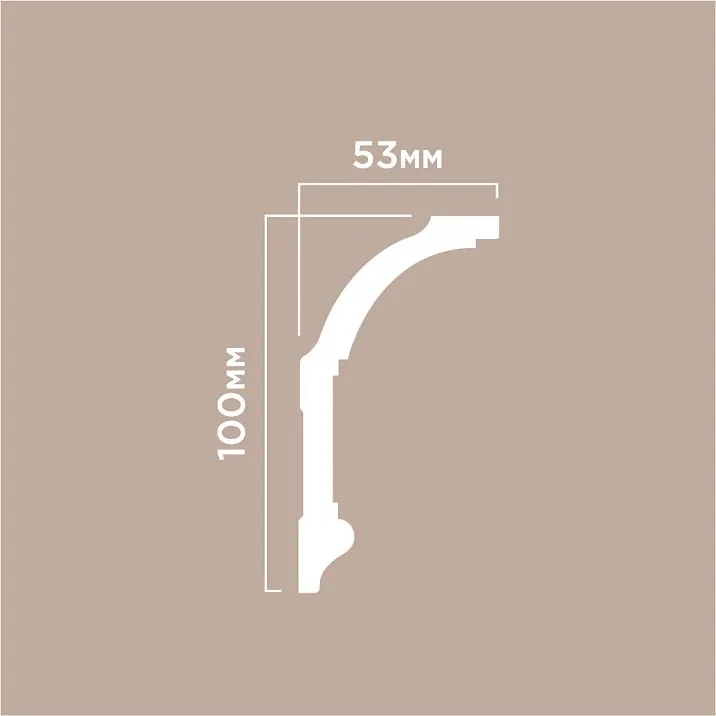 Cornice A100 POLYSTYRENE HI WOOD 100mm x 53mm x 2.0m drawing