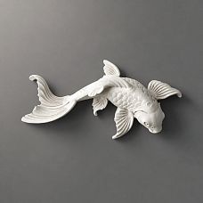 Decorative molding NPU-488 Fish in white color on gray background.