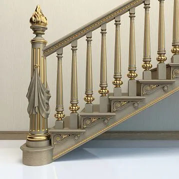 L-060 staircase baluster made of wood with vertical grooves
