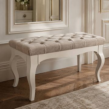 Marseilles 007-001 bench with soft upholstery and curved legs for a classic interior.