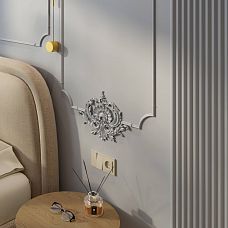Set of decorative molding CPU-12-1 Petersburg in a bedroom interior by the bed