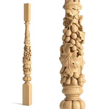 L-059 carved staircase baluster made of wood with grapevine motif