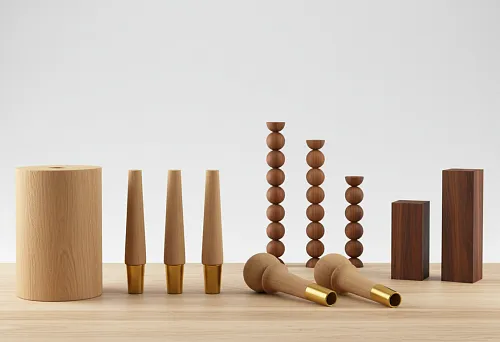 Wooden furniture table legs with metal tips