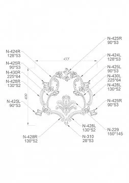 Wooden decor set with carved flowers and leaves