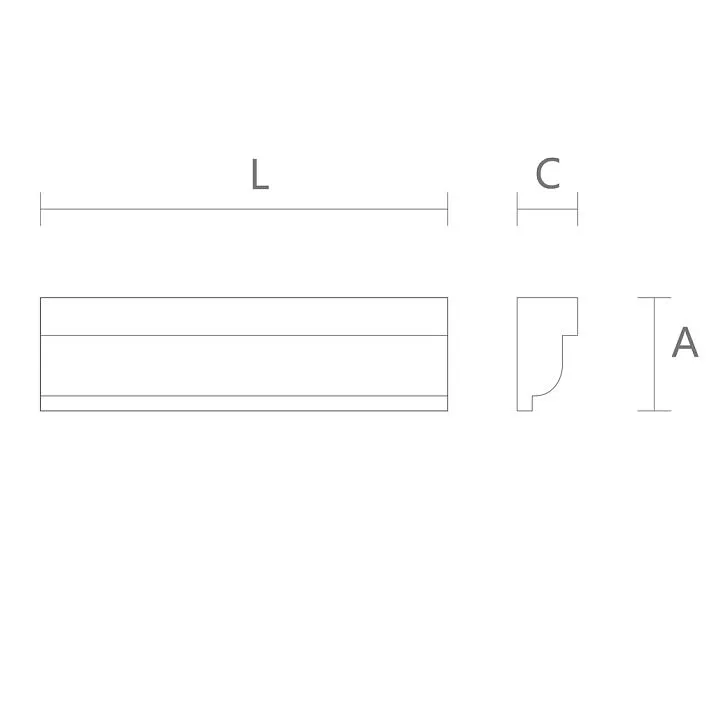 MDF molding MLD-M-051 drawing, diagram and dimensions 30&times;16&times;2600 mm