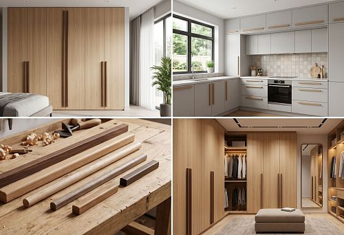 Long wooden handles for furniture fronts