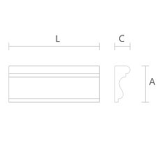 MDF molding MLD-M-053 drawing, dimensions 43&times;18&times;2600 mm