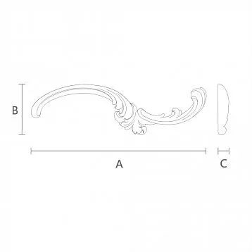 Wooden item with carved decoration in the shape of a branch with botanical motif