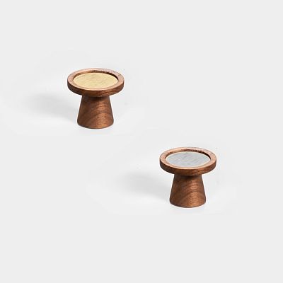 Furniture handle Antey HL-052-2M из ореха с нержавеющей вставкой - вид сверху