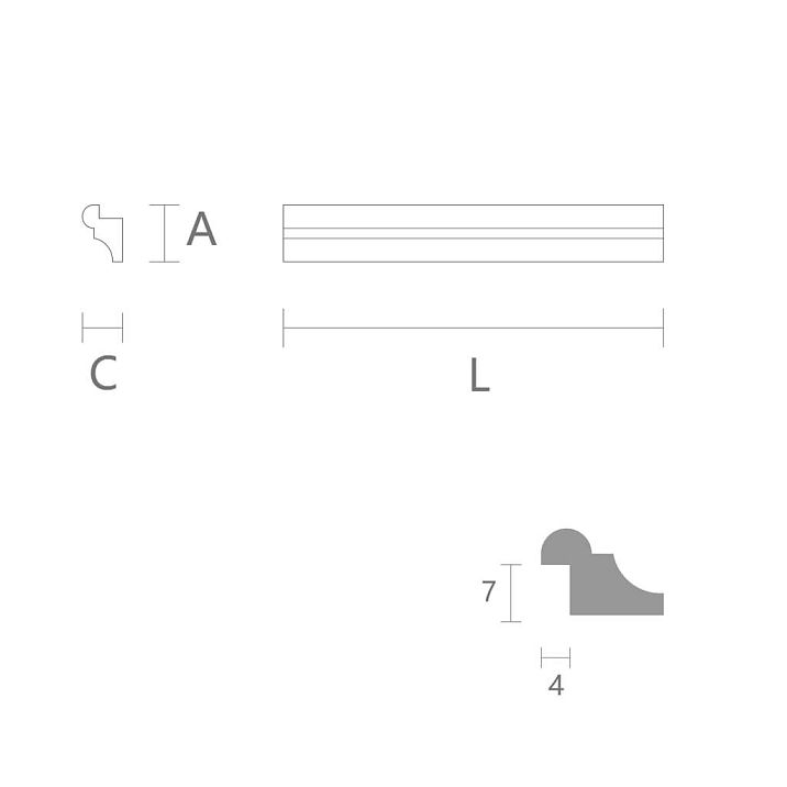 Profile and dimension diagram of wooden furniture moulding MLD-019.1