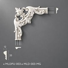 Polyurethane cornice NPU-500 with plant ornament and acanthus leaf scrolls, size 209&times;209&times;18 mm