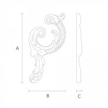 Wooden carved inlay N-459L for furniture, ceiling, wall, cabinet, kitchen decoration