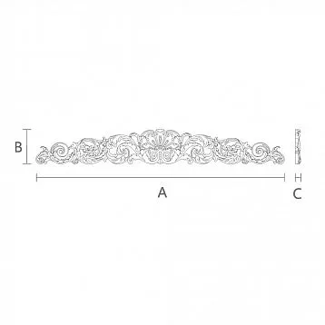 Elegant decorative wooden carved N-359 applique with a symmetrical pattern of leaves and petals