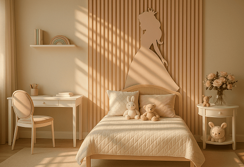 MDF Rail 2700x16x40 in a Children's Bedroom Interior with an Accent Wall