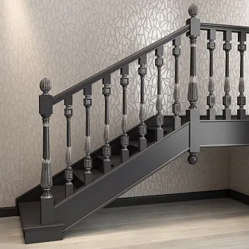 Elegant wooden staircase baluster L-035 with carved rosettes and leaves