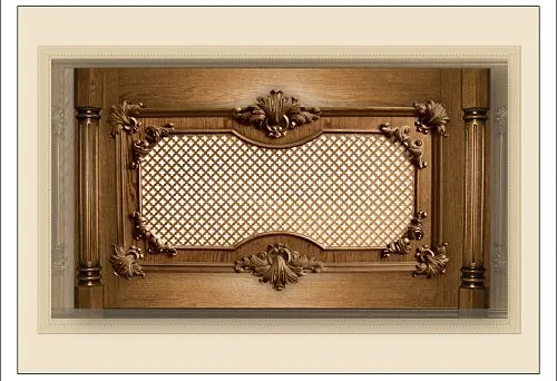 Decorative wooden lattice with carved inserts and classic ornament in frames and columns from STAVROS