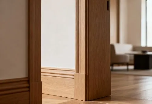 Interior with STAVROS Wooden Baseboards and Moldings Creating Spatial Zoning