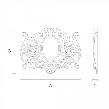 Carved wooden inlay N-267 with abstract ornament of leaves and scrolls