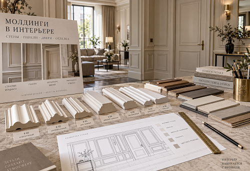 Selection of moldings for interiors