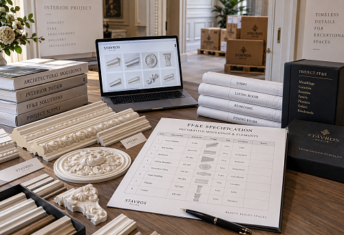 FF&E specification with mouldings and trim