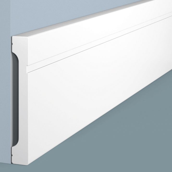 Floor skirting board B110V1L from polystyrene HI WOOD, record height 110 mm and thickness 16 mm, close-up