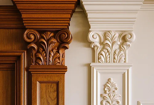 Wooden and Polyurethane Capitals in Classic Interior