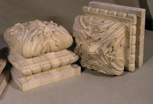 Set of wooden carved panels for restoration.