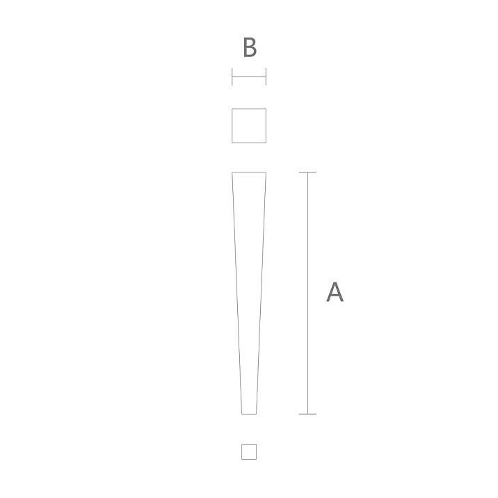 Dimensional drawing of the geometric furniture leg MN-146M with dimensions by height and width.