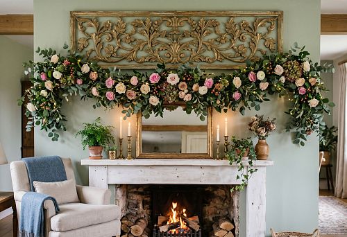Floral garland in the interior: how to choose a decorative overlay with plant ornament