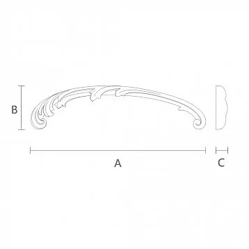 Wooden furniture and wall decor - decorative applique N-429L, carved, made of oak or beech