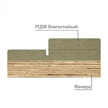 DK-001 door frame profile made of moisture-resistant MDF and plywood, side view on white background